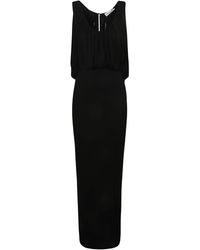 Saint Laurent - Ruffle Detail Sleeveless Slim Long Dress - Lyst