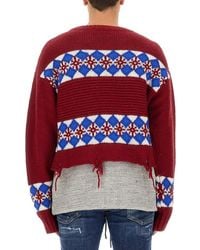 DSquared² - Jacquard Knit Sweater Wool Jumpers - Lyst