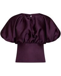 Self-Portrait - Taffeta Short-Sleeved Top - Lyst
