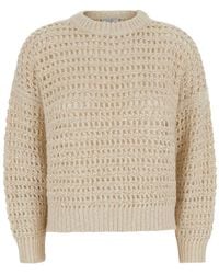 Brunello Cucinelli - Crew Neck Sweater Wool-Cashmere Blend Lamb Wool Tops - Lyst