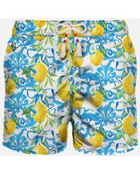Mc2 Saint Barth - Light Fabric Swim Shorts With Lemon Print - Lyst