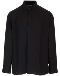 Saint Laurent - Black Silk Shirt With Polka Dots - Lyst