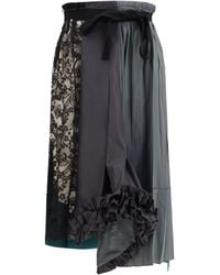 Prada - Patchwork Midi Skirt With Panel Construction - Lyst