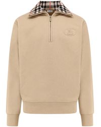 Burberry - Organic Cotton Half-Zip Sweater - Lyst