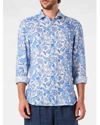 Mc2 Saint Barth - Linen Pamplona Shirt With Flower Print - Lyst