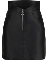Fiorucci - Leather Mini Skirt With Zip Lamb - Lyst