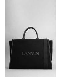 Lanvin - Tote In Black Cotton - Lyst