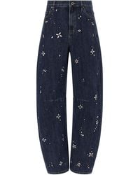 Self-Portrait - Embellished Barrel Leg Jeans - Lyst