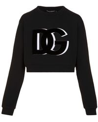 Dolce & Gabbana - Logo Embroidered Cropped Sweatshirt - Lyst