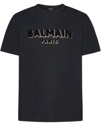 Balmain - Flocked And Metallic Logo T-Shirt - Lyst