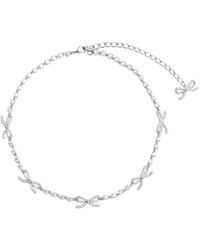 Self-Portrait - Necklace With Crystal And Bow Decoration - Lyst