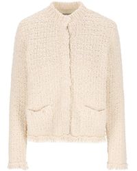 Moncler - Panelled Tweed Padded Cardigan - Lyst