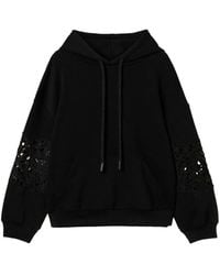 Twinset - Lace Sleeve Hoodie Sweater - Lyst