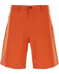 Maison Kitsuné - Dark Orange Cotton Bermuda Shorts - Lyst