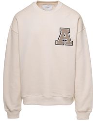 Axel Arigato - 'team' Beige Sweatshirt With Front Logo Patch In Cotton Man - Lyst