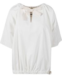 Jil Sander - Bow Detailed Short-Sleeved Blouse - Lyst