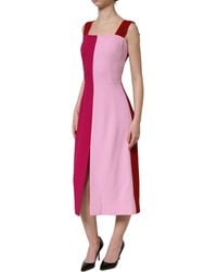 Dolce & Gabbana - Two Tone Pink Wool Sleeveless Midi Dress - Lyst