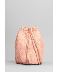 Dragon Diffusion - Pompom Double Jump Shoulder Bag In Rose-pink Leather - Lyst