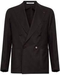 Tagliatore - Dark Stretch Virgin Wool Montecarlo Double-Breasted Blazer - Lyst