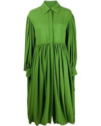 Valentino - Gathered Hem Pleated Shirt Dress - Lyst