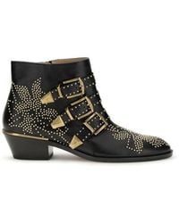 Chloé - Black Calf Leather Bos Taurus Ankle Boots - Lyst