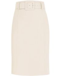 DROMe Belted Leather Skirt - White