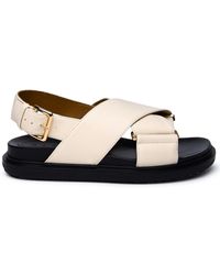 Marni - Ivory Leather Sandals - Lyst
