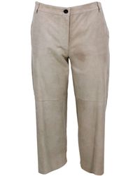 Antonelli - Trousers Made Of Soft Suede, With A Soft Fit And Zip And Button Closure With Elastic Waist On The Back. Welt Pockets - Lyst