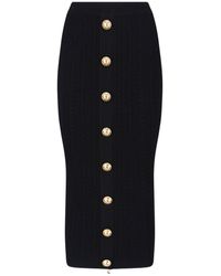 Balmain - Knit Midi Skirt - Lyst