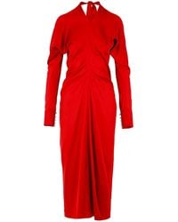 Lanvin - Draped V-Neck Dress - Lyst