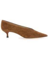Le Monde Beryl - Mocha Suede Babouche Kitten Heel Pointed Pumps With Kitten Heel.<Br - Lyst