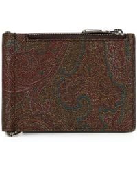 Etro - Paisley Jacquard Fabric Bifold Card Holder With Metal Money Clip - Lyst