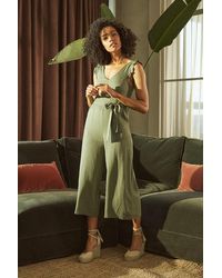 Izabel London Tie Waist Utility Jumpsuit in Brown Womens Clothing Jumpsuits and rompers Full-length jumpsuits and rompers 