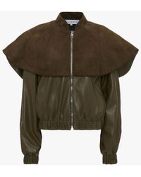 JW Anderson - Leather Bomber Jacket With Oversized Collar - Lyst