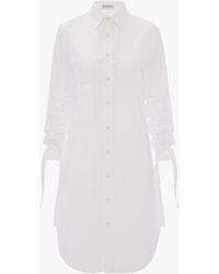 JW Anderson Gathered Sleeve Shirt Dress - White