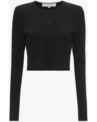 JW Anderson - Long-sleeve Cropped Top With Anchor Embroidery - Lyst