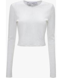 JW Anderson - Long-sleeve Cropped Top With Anchor Embroidery - Lyst