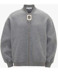 JW Anderson - Oversized Wool Bomber Jacket With Logo Patch - Lyst