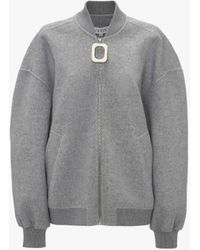 JW Anderson - Oversized Wool Bomber Jacket With Logo Patch - Lyst