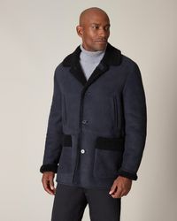 Jaeger Shearling Overcoat - Blue