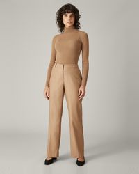 Jaeger Straight Leg Flannel Trousers - Natural