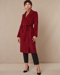 Jaeger Belted Double Breasted Coat - Red