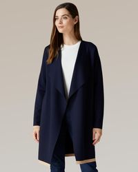 Jaeger Tipped Longline Waterfall Cardigan - Blue