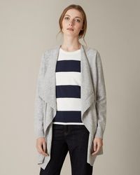 Jaeger Waffle Stitch Wool Cashmere Waterfall Cardigan - Gray