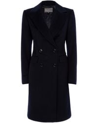 Jaeger Tailored Double Breasted Wool Coat - Blue