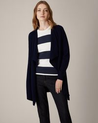 Jaeger Waffle Stitch Wool Cashmere Waterfall Cardigan - Blue