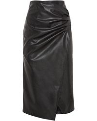 James Lakeland Faux Leather Ruched Skirt - Black