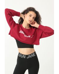 Jane Gun Cherry Red Training Cropped Jumper