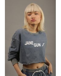 Jane Gun - Shabby Washed Teal Blue Training Cropped Jumper - Lyst