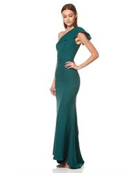 Jarlo Levine Ruffle Frill One Shoulder Maxi Dress - Green